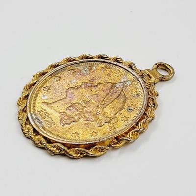 FAUX GOLD 1876 COIN PENDANT
