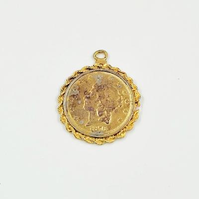 FAUX GOLD 1876 COIN PENDANT