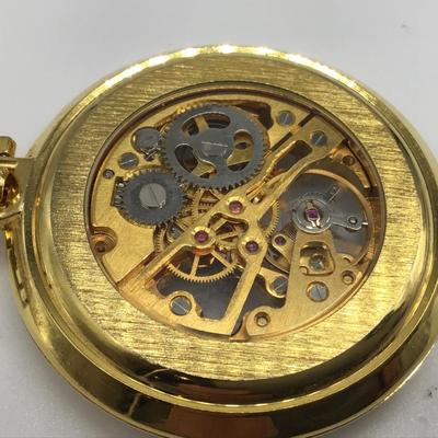 Mechanical Skeleton Pocket Watch With Chain. Working Perfectly