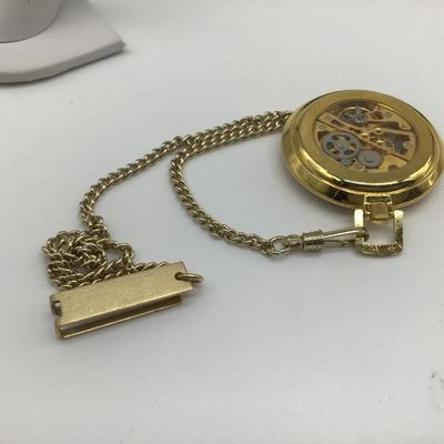 Mechanical Skeleton Pocket Watch With Chain. Working Perfectly