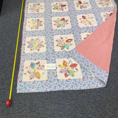 Hand-Quilted Vintage Flower Quilt