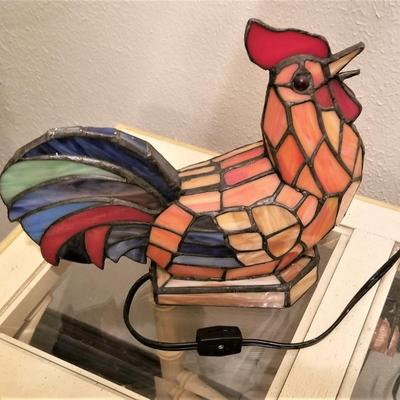 Lot #51  Decorator Lamp - Stained Glass Style - Rooster