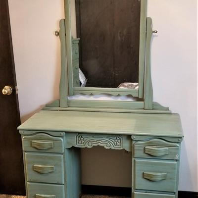 Lot #55  Vintage Dresser with Mirror - Painted