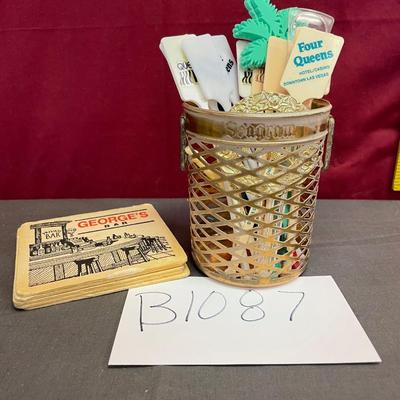 Swivel sticks/seagrams container