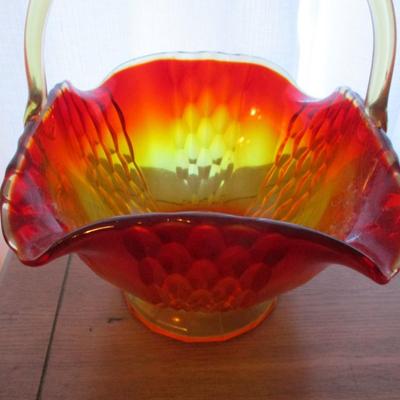 Amberina Glass Basket Centerpiece