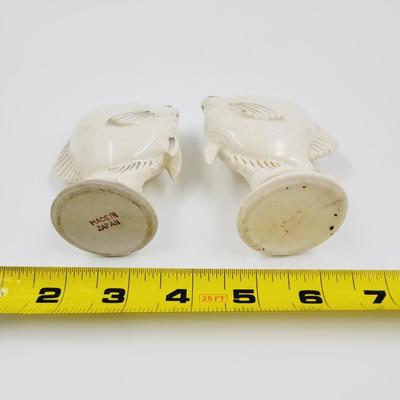 VINTAGE PEDESTAL FISH SALT & PEPPER SHAKERS