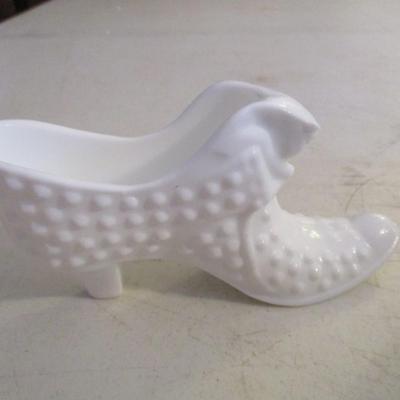 Fenton Hobnail Milk Glass Shoe