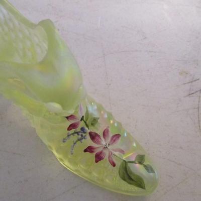 Hand Painted Fenton Glass Shoe