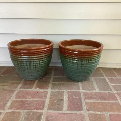 O1233 Pair of Glazed Terra Cotta Flower Pots