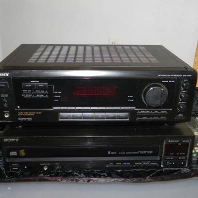 SONY AUDIO/VIDEO CONTROL CENTER AND 5 DISK CHANGER WITH REMOTES