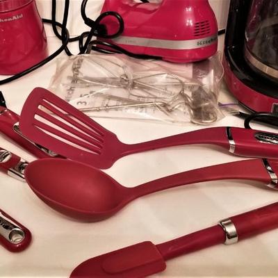 Lot#61  KITCHEN AID Lot - Coffee Maker/Grinder, Mixer, Kitchen Implements
