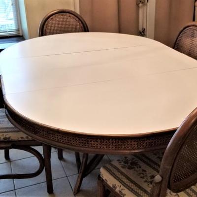 lOT #62  Mid Century Rattan Dining Table with 6 Chairs