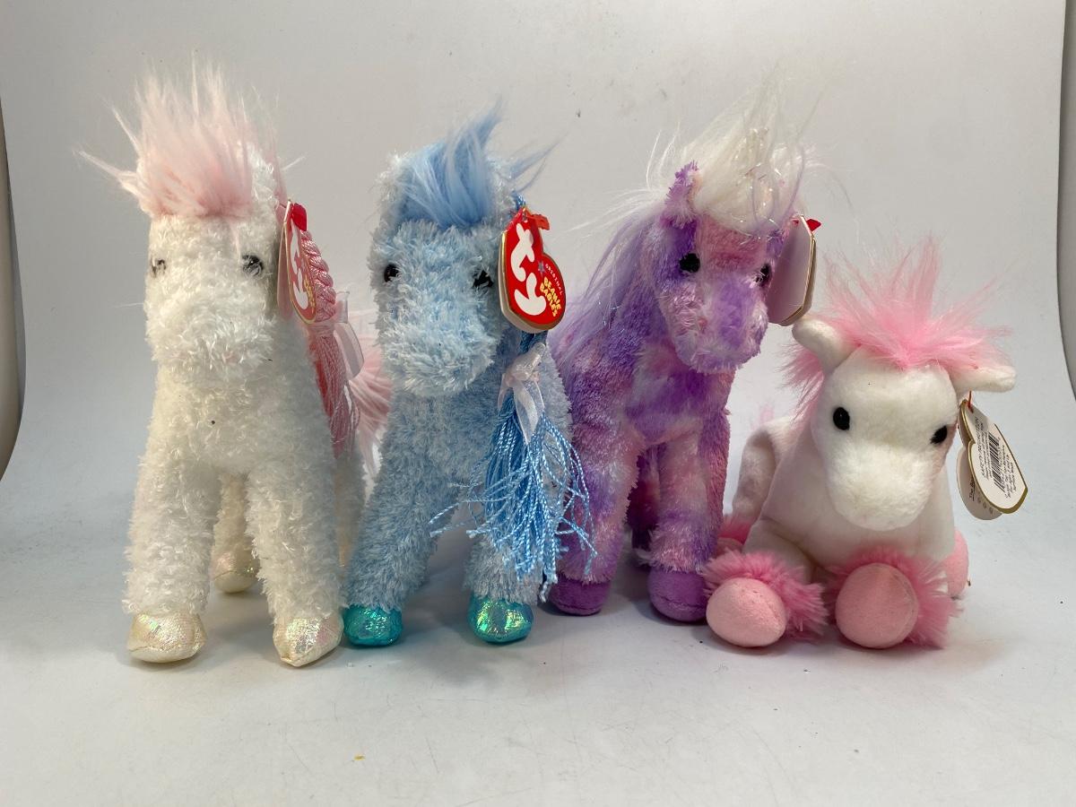 Lot of 4 TY Beanie Babies Horse Unicorn Plush Stuffed Animals ...