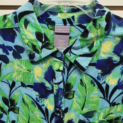 LAURA SCOTT SIZE LG WOMENS BUTTON UP BLOUSE