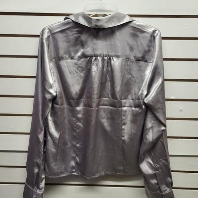 GEORGE STRETCH SILVER SUZE LG WOMENS BLOUSE