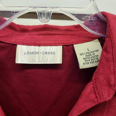 LEMON GRASS WOMENS SIZE LG FAUX LEATHER STYLE BLOUSE