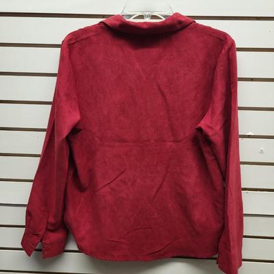 LEMON GRASS WOMENS SIZE LG FAUX LEATHER STYLE BLOUSE