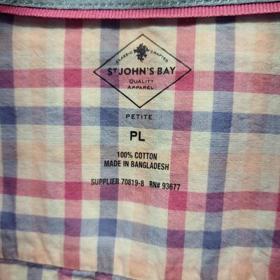 ST JOHNS BAY WOMENS PL PLAID FLANNEL BUTTON UP SHIRT
