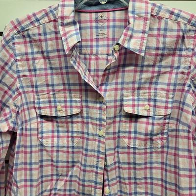 ST JOHNS BAY WOMENS PL PLAID FLANNEL BUTTON UP SHIRT