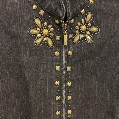 ALFRED DUNNER - WOMENâ€™S DETAILED DENIM TOP - SIZE 12