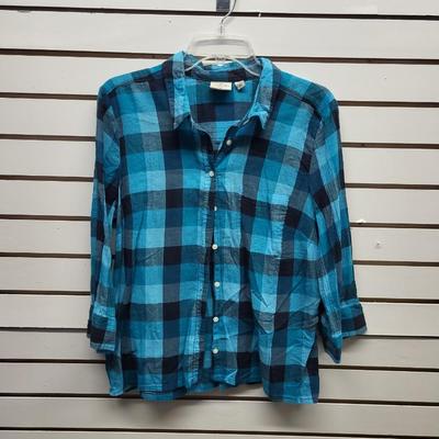 ST JOHNS BAY WOMENS SIZE PXL FLANNEL BUTTON UP BLOUSE