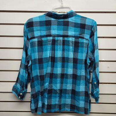 ST JOHNS BAY WOMENS SIZE PXL FLANNEL BUTTON UP BLOUSE
