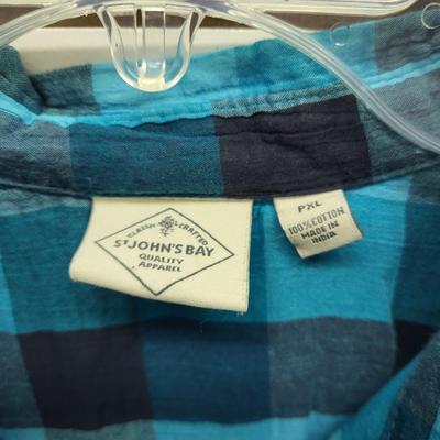 ST JOHNS BAY WOMENS SIZE PXL FLANNEL BUTTON UP BLOUSE