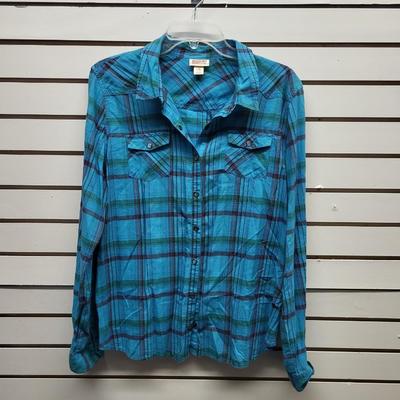 MOSSIMO SUPPLY WOMENS XL BUTTON UP FLANNEL SHIRT