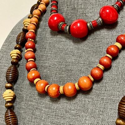 LOT 127   GROUP OF 3 BOHO NECKLACES MIXED MATERIALS