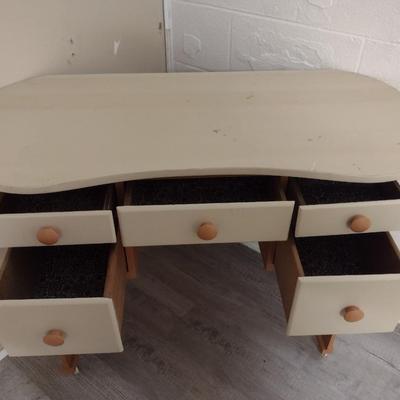 Vintage Two Tone Desk/Dressing Table with Bench