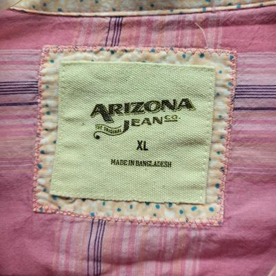 ARIZONA WOMENS SIZE XL BUTTON UP PINK PLAID SHIRT