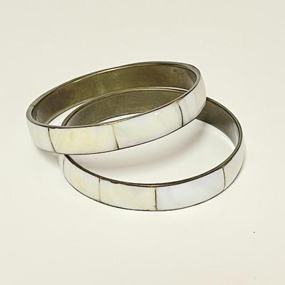 LOT 130   PAIR OF MOP BANGLE BRACELETS