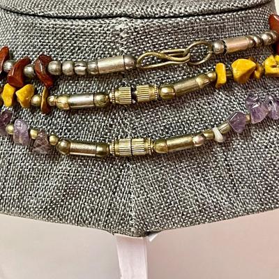 LOT 132  VINTAGE POLISHED ROCKS & GEMSTONE NECKLACES NATURAL ELEMENTS