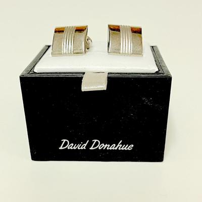 LOT 136  STERLING SILVER DAVID DONAHUE CUFF LINKS
