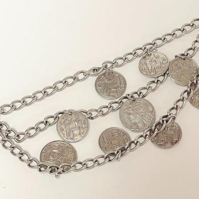 LOT 138   CHAIN LINK SWAG BELT W/COINS