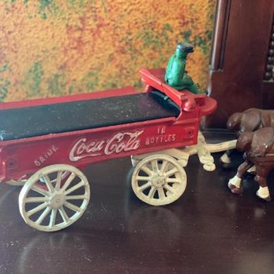 Coca Cola Cast Iron Wagon and Horses