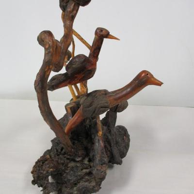 Carved Tree Bird Figures