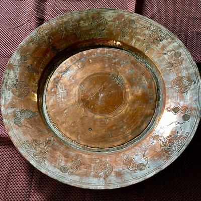 LOT 143   SET OF 3 DECORATIVE LARGE THICK COPPER PLATES TURKEY