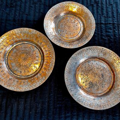 LOT 144   SET OF 3 DECORATIVE COPPER PLATES FROM TURKEY