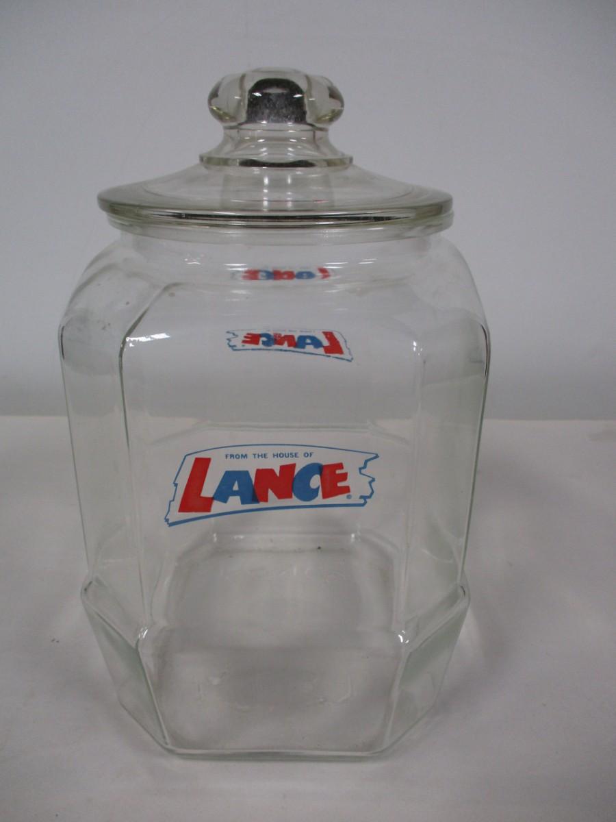 Vintage Glass Lance Candy Cookie Cracker Jar 8 Sided (updated