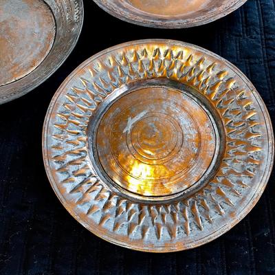 LOT 145  GROUP OF 3 DECORATIVE COPPER PLATES FROM TURKEY