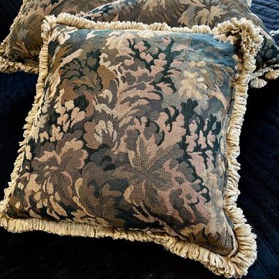 LOT 147  CUSTOM MADE DECORATOR PILLOWS  TAPESTRY FABRIC