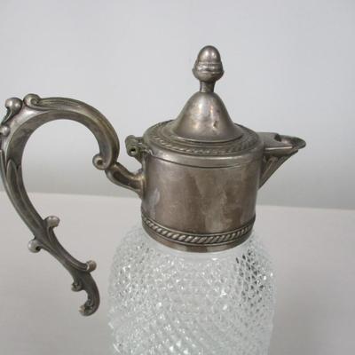 Silver Plated Diamond Cut Water Pitcher Apothecary Decanter