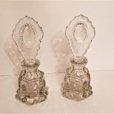Lot #70  Pair Vintage Pressed Glass Perfume Bottles