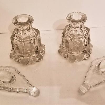 Lot #70  Pair Vintage Pressed Glass Perfume Bottles