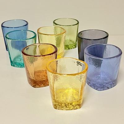 LOT 152  FIRE & LIGHT ON THE ROCKS TUMBLERS ARCATA CALIFORNIA RECYCLED GLASS