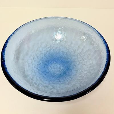 LOT 153  FIRE & LIGHT COBALT BLUE BIG BOWL 11" ARCATA CALIFORNIA RECYCLED GLASS