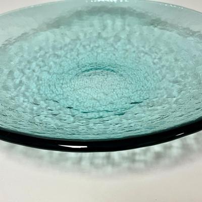 LOT 155  FIRE & LIGHT AQUA 17" ZEN BOWL ARCATA CALIFORNIA RECYCLED GLASS