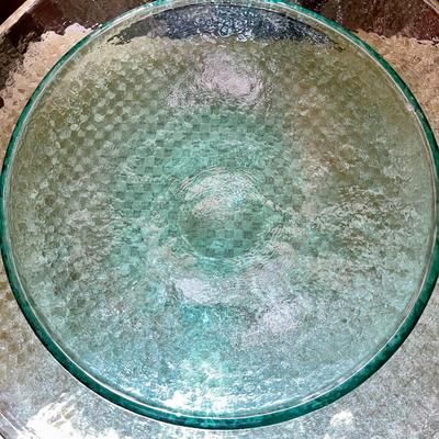 LOT 155  FIRE & LIGHT AQUA 17" ZEN BOWL ARCATA CALIFORNIA RECYCLED GLASS