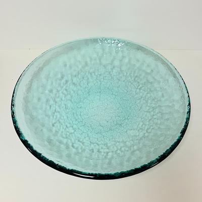 LOT 155  FIRE & LIGHT AQUA 17" ZEN BOWL ARCATA CALIFORNIA RECYCLED GLASS